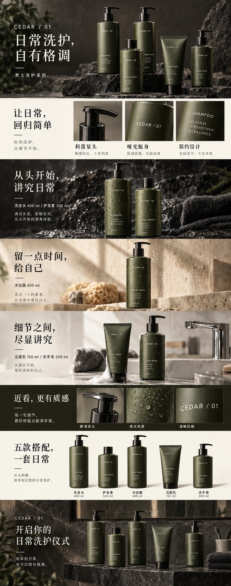 男士洗护系列电商详情页设计