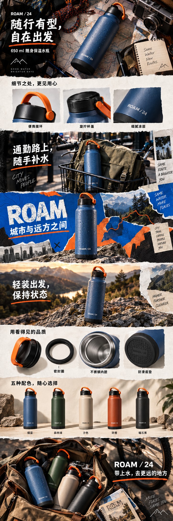 户外保温水瓶电商详情页设计