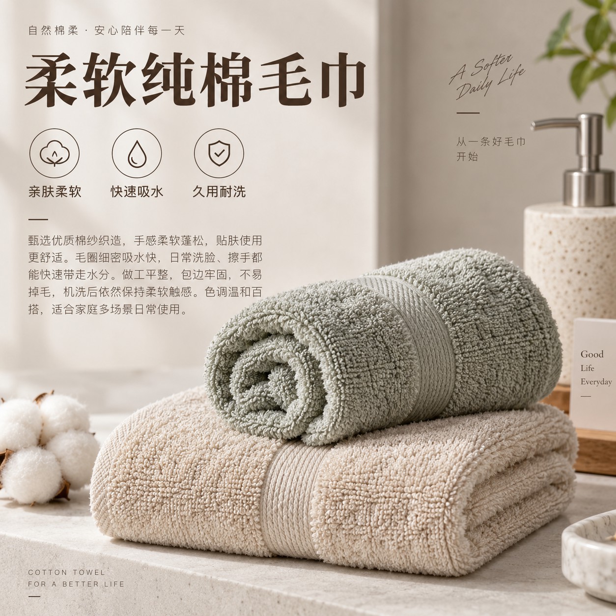 家居纺织用品图集封面:柔软纯棉毛巾